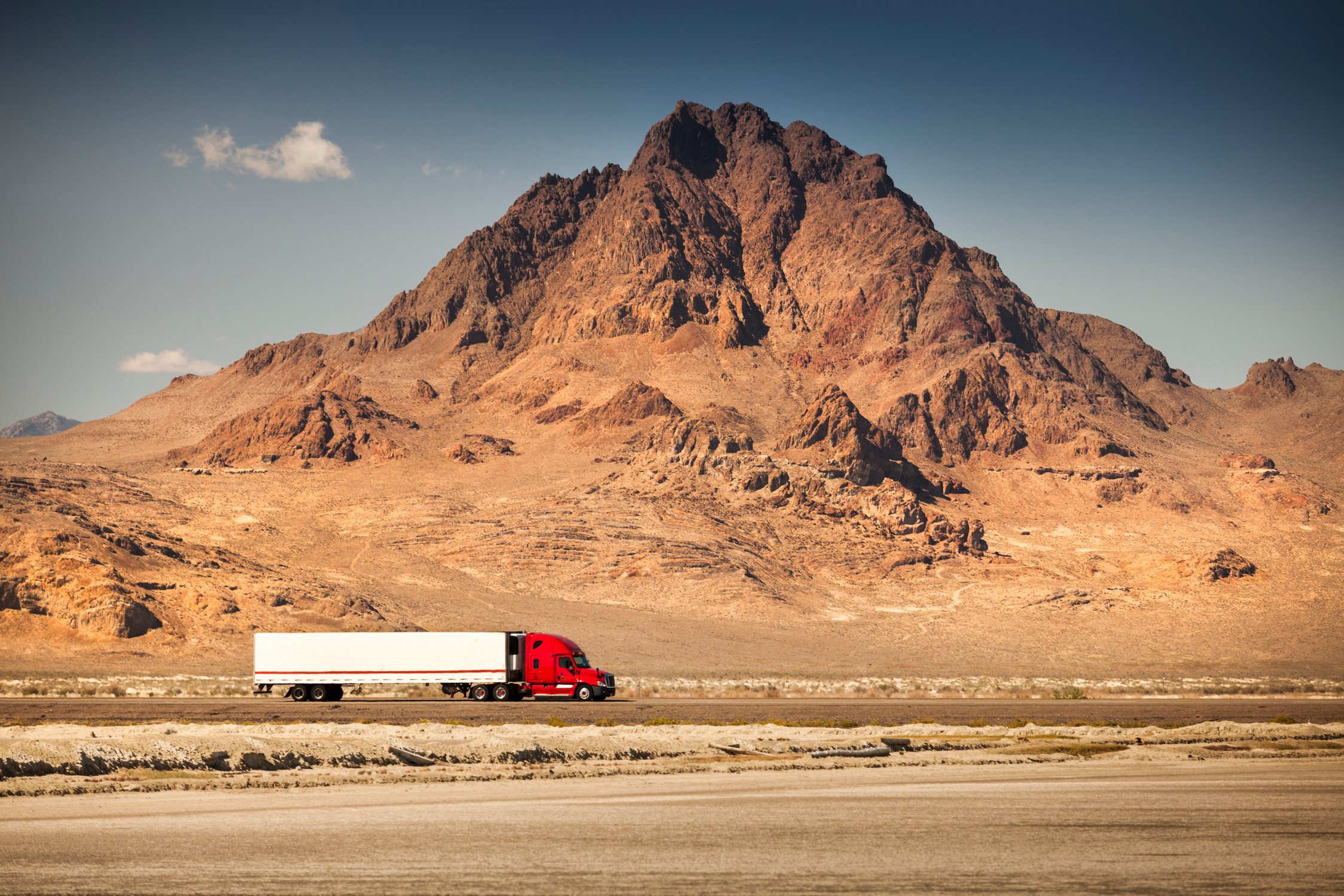 18 wheeler freight transportation drives on the highway